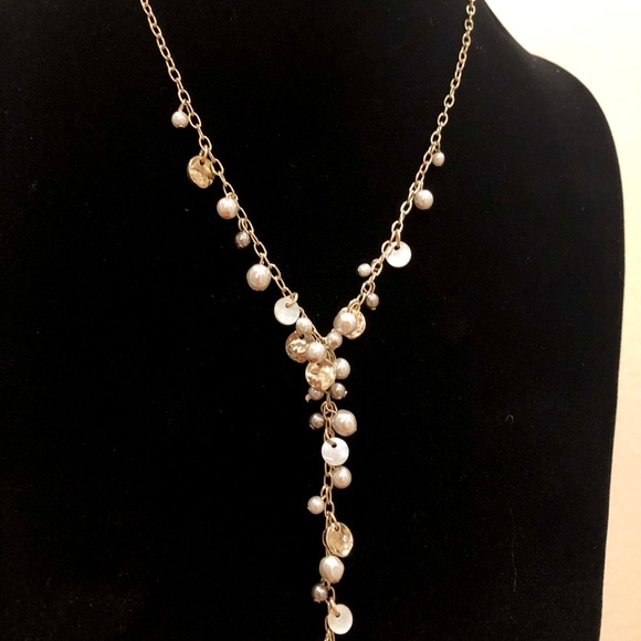 Ann Taylor Loft Pearl bead Lariat Necklace NWT 39 - Picture 4 of 7